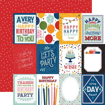 Echo Park Birthday Salutations Designpapier - 3 x 4 Journaling Cards